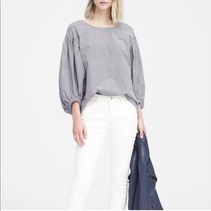Banana Republic Seersucker Balloon Sleeve Top